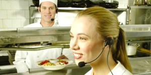 Restaurant Server Wearing Earpiece