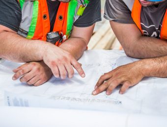 Construction Worker with Speaker Mic