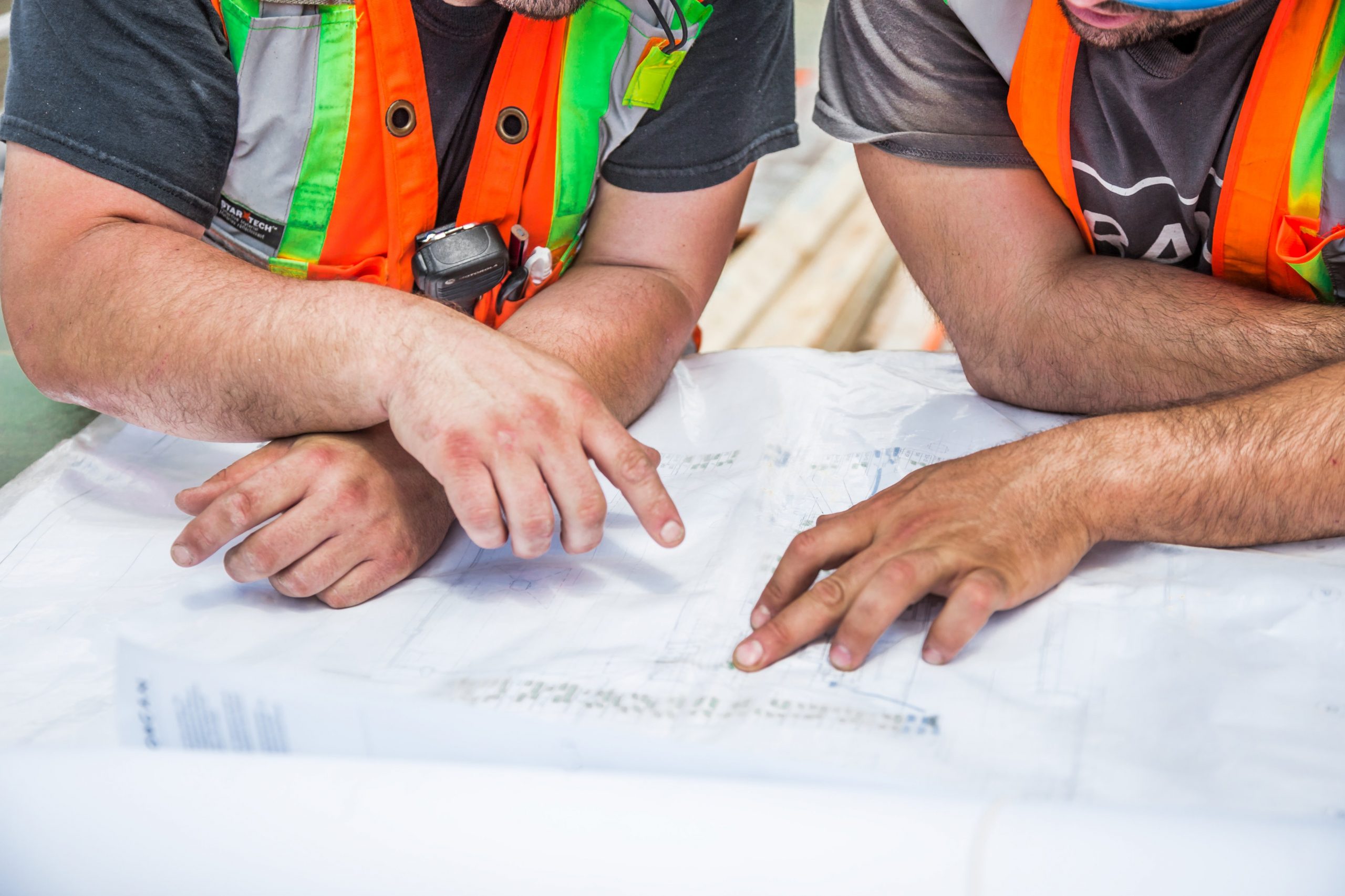 Construction Worker with Speaker Mic