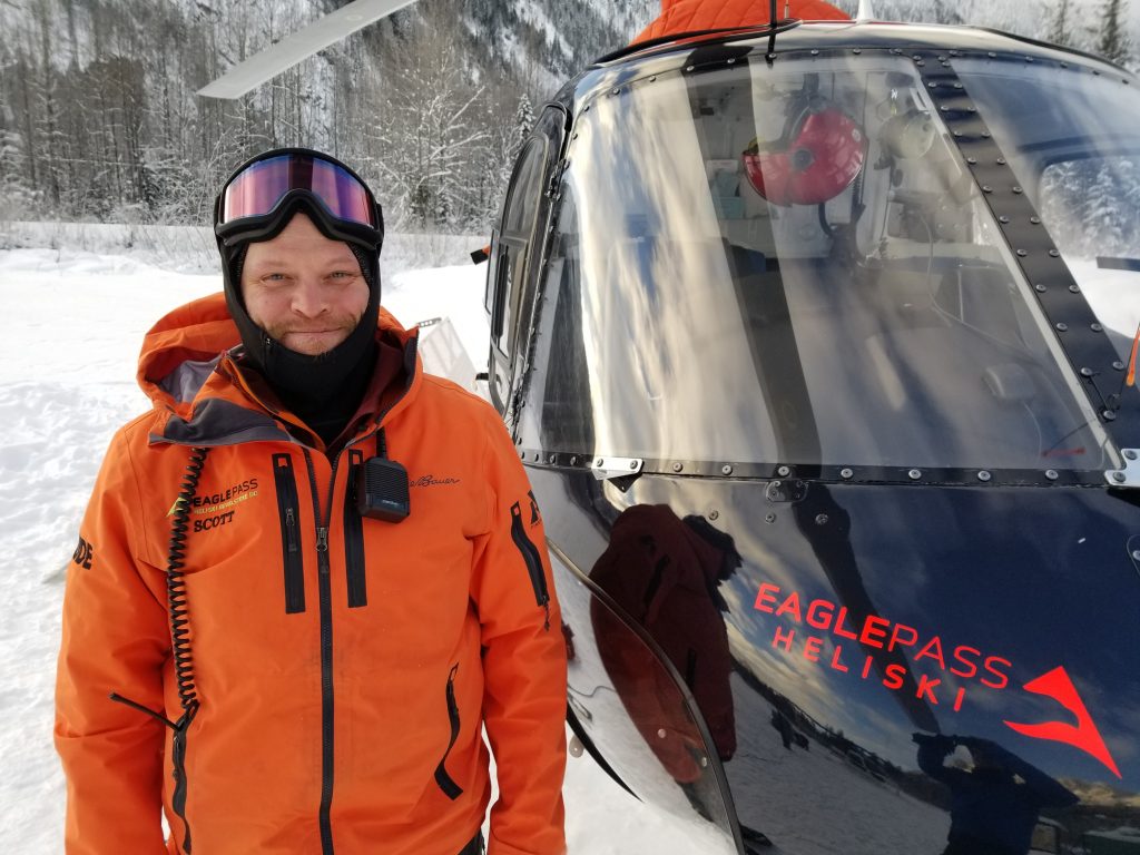 Eaglepass Heliski Pilot Wearing Impact Speak Mic